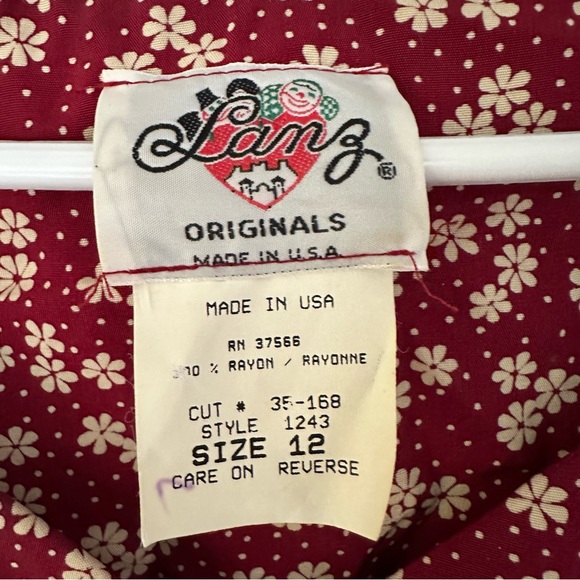 VTG Lanz Originals Dainty Floral Corset Maxi Dress Sz 12 Burgundy Cream - Picture 4 of 14